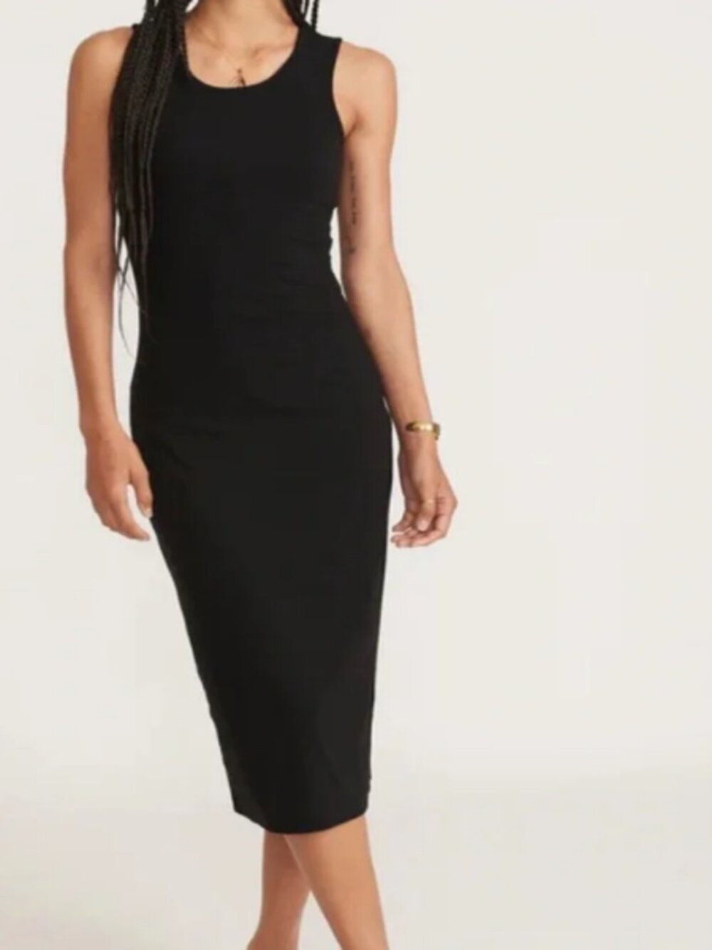 Marine Layer Lexi Ribbed Daytime Midi Dress Black XS